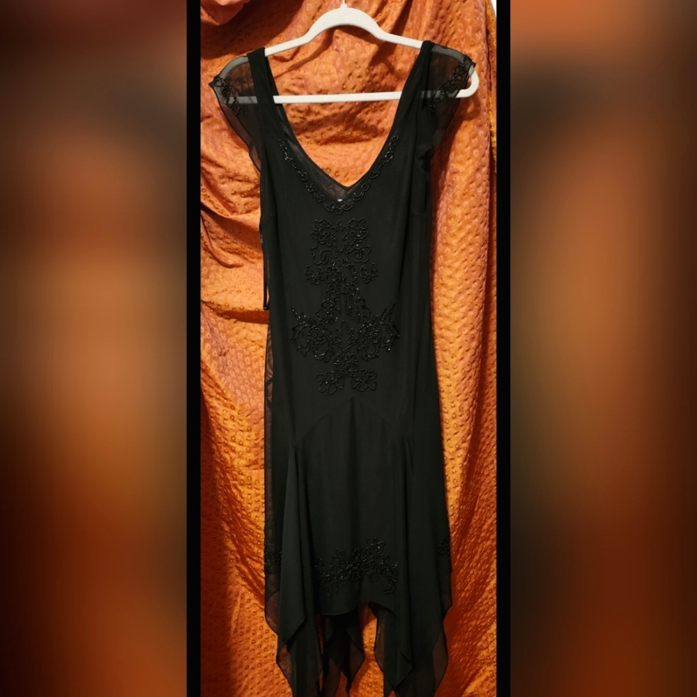 Black formal beaded dress. Size 8. R&M Richard's